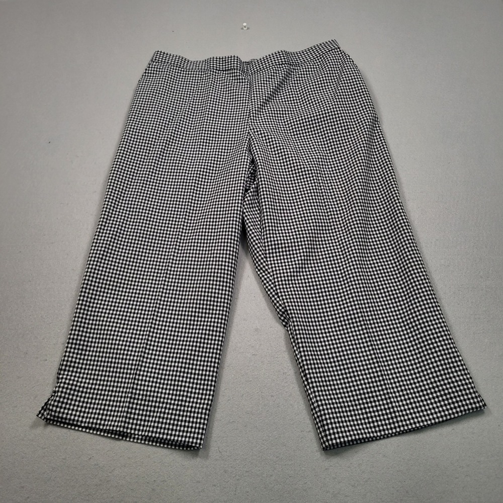 Alfred Dunner Portofino Gingham Capri Pants Black White Size 14 New 77503 SJ
